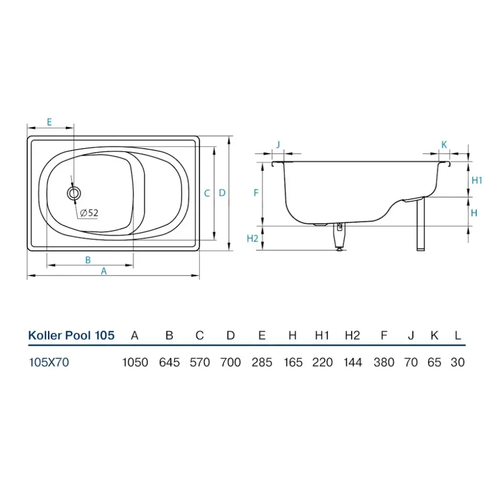 Ванная стальная Koller Pool 105х70E с сиденьем (1333192130)- Фото 4